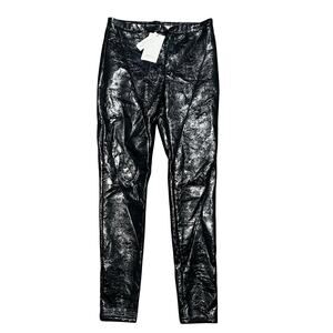NWT HAUDUOYI Glossy Black Faux Leather Pant Size M